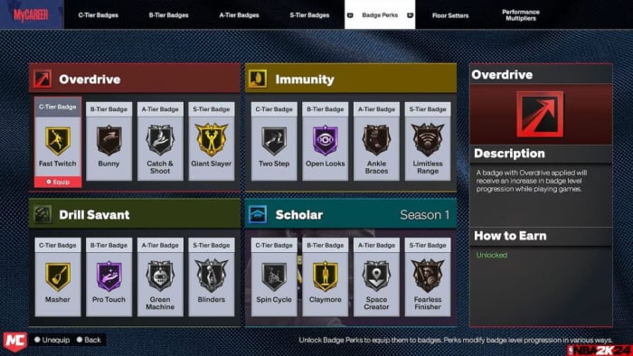 Badge perks in NBA 2K24